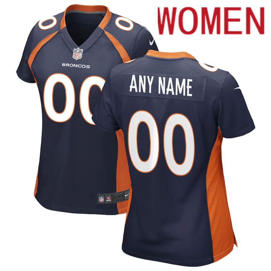 Women Nike Navy Denver Broncos Alternate Custom Game NFL Jersey->women nfl jersey->Women Jersey